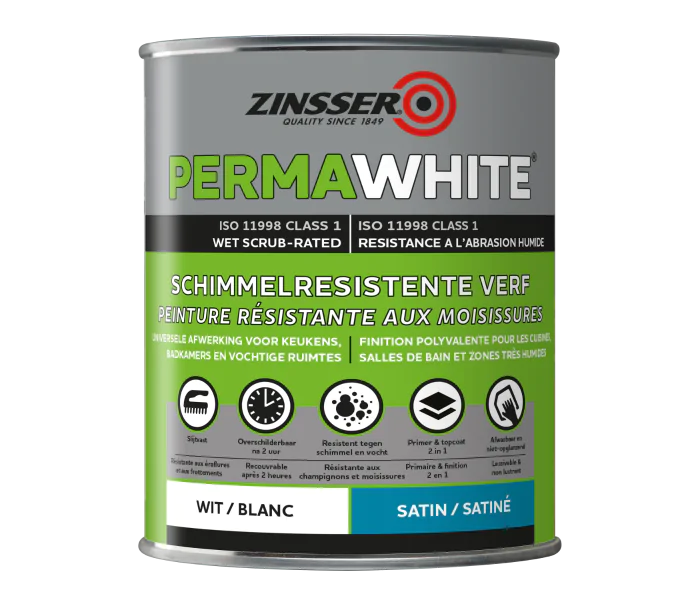 ZINSSER PERMAWHITE BRILLO SEDA 1 LITRO  PINTURA ANTIMOHO